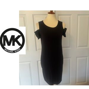 MICHAEL KORS Black Cold Shoulder Short Sleeve T-shirt Dress